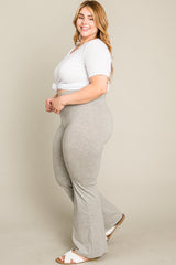 Heather Grey Layered V-Front Plus Leggings