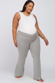 Heather Grey Layered V-Front Maternity Plus Leggings