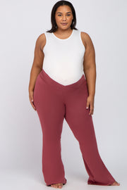 Rust Layered V-Front Maternity Plus Leggings