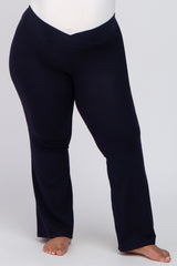 Navy Layered V-Front Maternity Plus Leggings