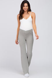 Heather Grey Layered V-Front Maternity Leggings