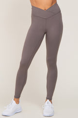 Grey Crossover Waist Leggings