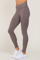 Grey Crossover Waist Leggings