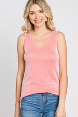 Coral Striped Tank Top