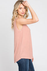 Rust Striped V-Neck Tank