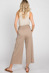 Mocha Smocked Waist Cropped Pant