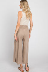 Mocha Smocked Waist Cropped Pant