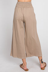 Mocha Smocked Waist Cropped Pant