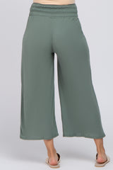 Sage Smocked Waist Cropped Maternity Pant