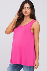 Fuchsia Sleeveless Caged Back Maternity Top