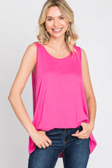 Fuchsia Sleeveless Caged Back Top