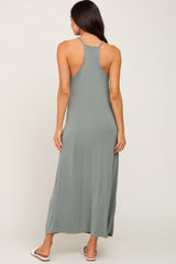 Olive Racerback Maternity Maxi Dress