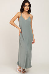 Olive Racerback Maternity Maxi Dress