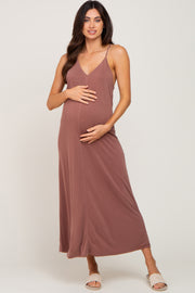 Burgundy Racerback Maternity Maxi Dress