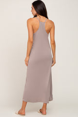 Taupe Racerback Maternity Maxi Dress