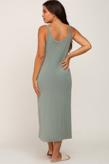 Sage Scoop Neck Maternity Midi Dress