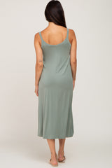 Sage Scoop Neck Midi Dress