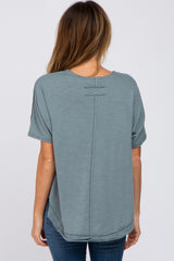 Blue Faded Button Front Top