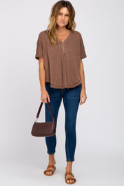 Mocha Button Front Top