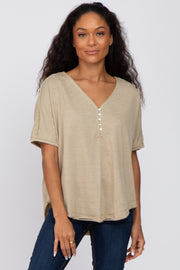 Taupe Button Front Top