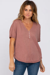 Burgundy Faded Button Front Maternity Top