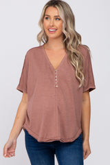 Burgundy Faded Button Front Maternity Top