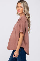 Burgundy Faded Button Front Maternity Top