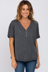 Charcoal Faded Button Front Maternity Top