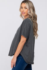 Charcoal Faded Button Front Maternity Top