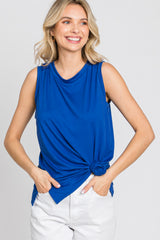 Blue Sleeveless Side Slit Top