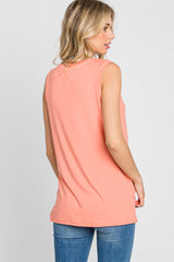 Peach Sleeveless Side Slit Top