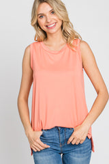 Peach Sleeveless Side Slit Top