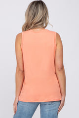 Peach Sleeveless Side Slit Maternity Top