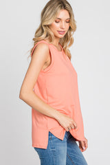 Peach Sleeveless Side Slit Top