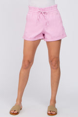 Pink Smocked Waist Shorts