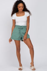 Green Smocked Waist Shorts