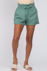 Green Smocked Waist Shorts