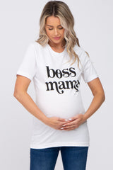 White "Boss Mama" Maternity Graphic Top