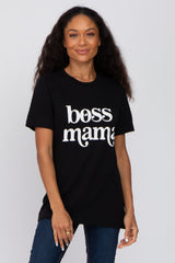 Black "Boss Mama" Maternity Graphic Top