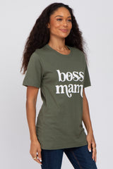 Olive "Boss Mama" Graphic Top