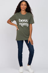 Olive "Boss Mama" Graphic Top