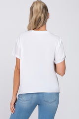 White Raw Hem Maternity Short Sleeve Tee