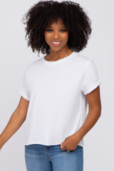 White Raw Hem Maternity Short Sleeve Tee