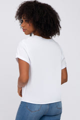 White Raw Hem Short Sleeve Tee