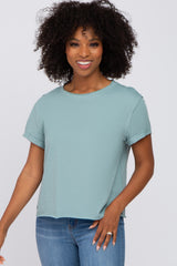 Light Olive Raw Hem Maternity Short Sleeve Tee