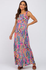 Fuchsia Abstract Maternity Maxi Dress