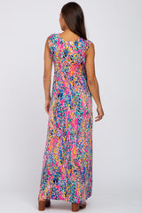 Fuchsia Abstract Maternity Maxi Dress