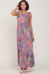 Fuchsia Abstract Maternity Maxi Dress