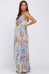 Mint Green Abstract Maternity Maxi Dress