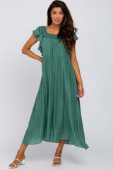 Green Tiered Ruffle Midi Dress